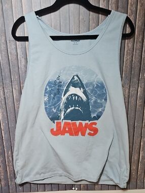 🌟3/$25🌟  Light Blue Tank with JAWS Shark "Don't Go In The Water "